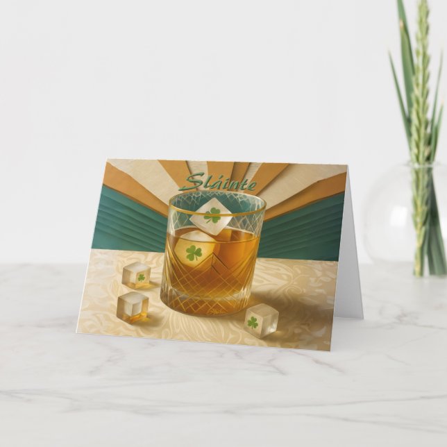 Carte Tumbler de whiskey irlandais Shamrock Ice "Sláinte (Devant)