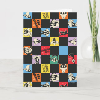 Carte TUNES LOONEY™ en noir et blanc en Checker coloré