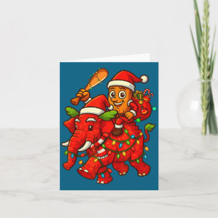 Carte Tung Tung Sahur à cheval sur un éléphant Noël Ital