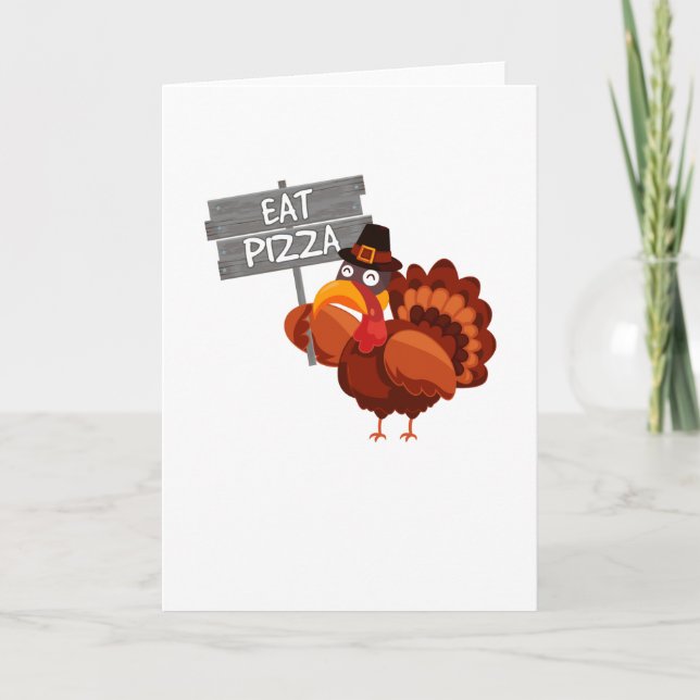 Carte Turkey Eat Pizza Funny Thanksgiving Day (Devant)