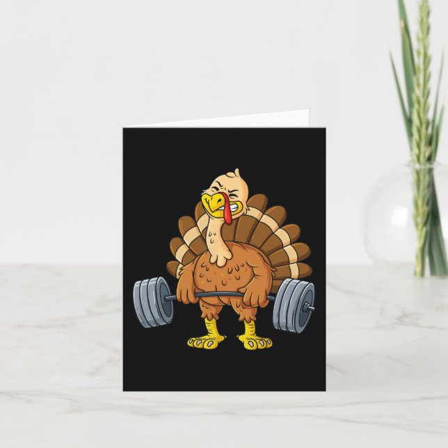 Carte Turquie Deadlift Fun Thanksgiving Day Fitness Pese (Devant)