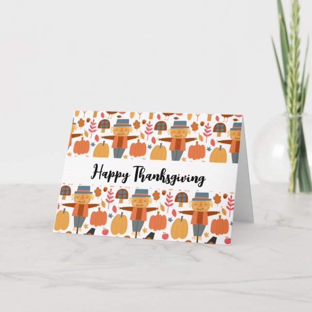 Carte Turquie et Scarecrow Thanksgiving Motif (Devant)