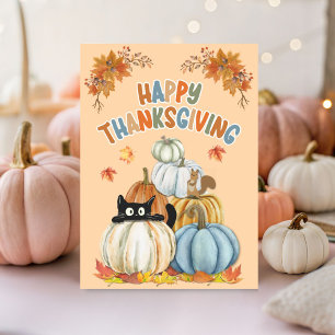 Carte Turquie mignonne et Bon thanksgiving Citrouille ré
