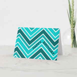 Carte Turquoise Blue Chervon Motif Zig Zag Joyeux annive