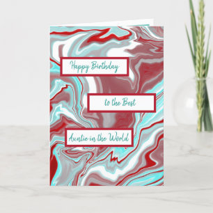 Carte Turquoise Bourgogne Marbre Fluid Art Joyeux Annive