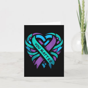 Carte Turquoise Coeur pourpre Vous Prévention du suicide