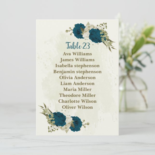 Carte turquoise de carte de sièges botaniques beig (Debout devant)