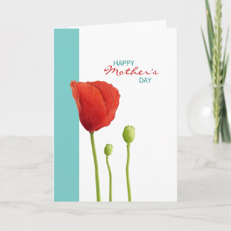 Carte turquoise de la fête des mères Red Poppy