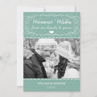Carte Turquoise de Noël à plat Warmest Warmest