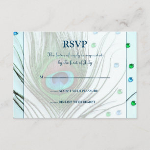 Carte turquoise de réponse de plume fascinante de