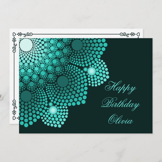 Carte Turquoise Dot Mandala Joyeux anniversaire (Devant / Derrière)