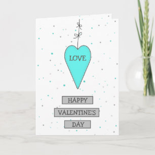 Carte Turquoise et gris Whimsical Heart and Bows Valenti