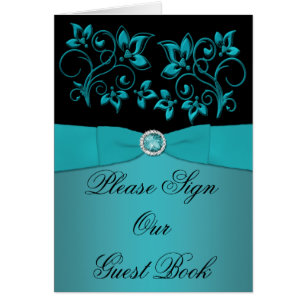 Carte turquoise et noire à la table