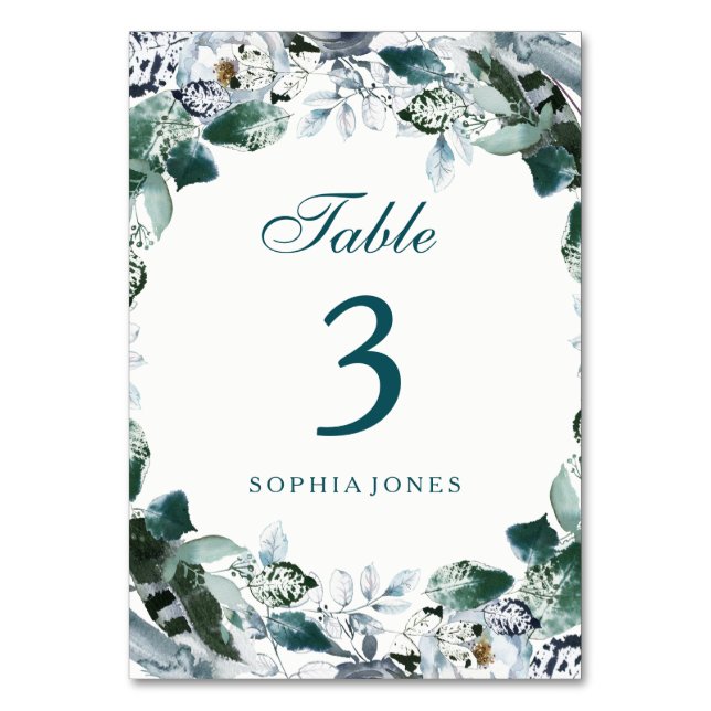 Carte Turquoise Green Table Florale Watercolor (Par défaut)