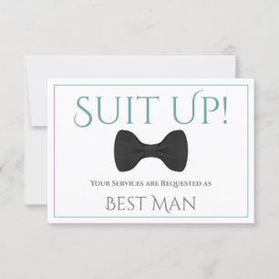 Carte Turquoise & Grey Be My Best Man Fun Bow Cravate