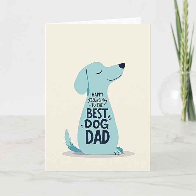 Carte Turquoise Meilleur Papa Chien (Devant)