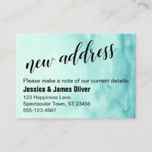 Carte turquoise Ombre Watercolor Nouvelle adresse