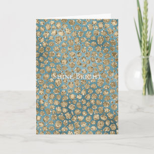 Carte Turquoise or bleu vert brillant Empreinte de léopa