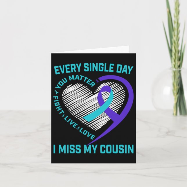 Carte Turquoise Purple Heart Dit Cousin Sensibilisation  (Devant)