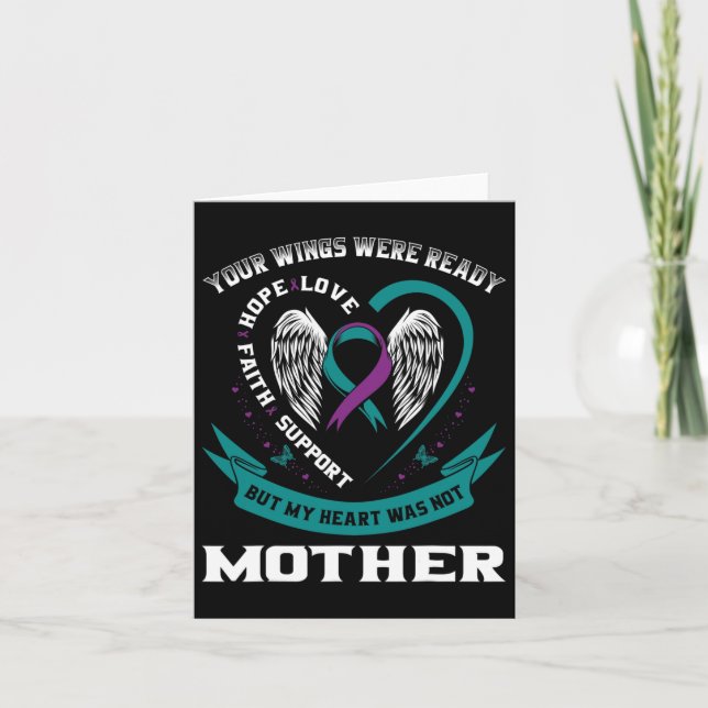 Carte Turquoise Purple Ruban Ailes Suicide Sensibilisati (Devant)