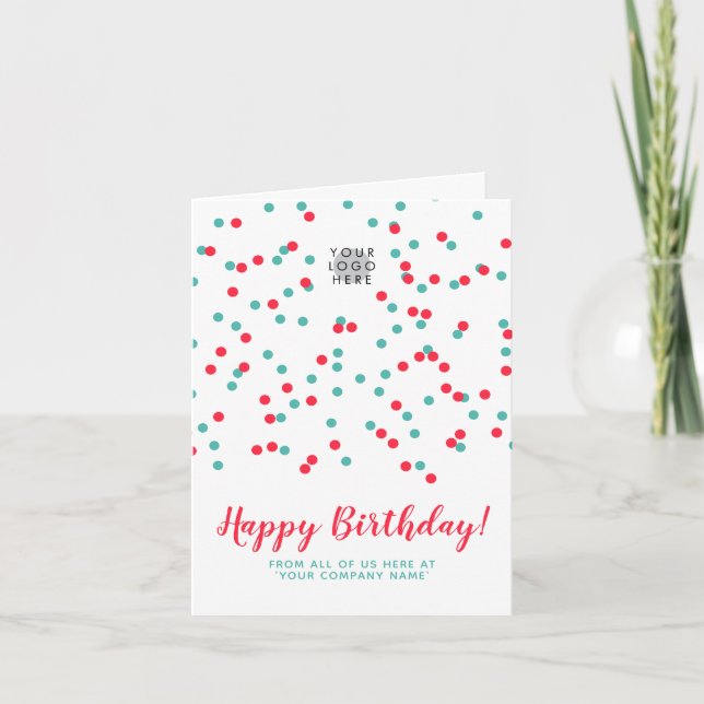 Carte Turquoise Red Confetti SVG Joyeux logo d'anniversa (Devant)