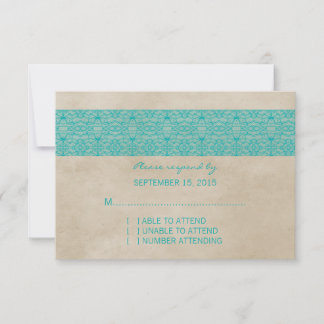 Carte turquoise Rustique Lace Réponse