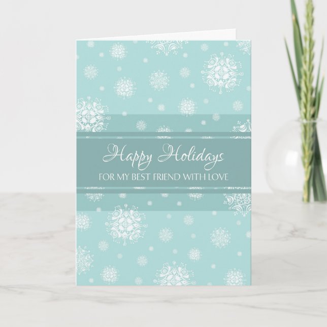 Carte turquoise Snow Best Friend Happy Holidays (Devant)