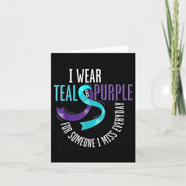 Carte Turquoise Violet Ruban Prévention du suicide en sa (Devant)