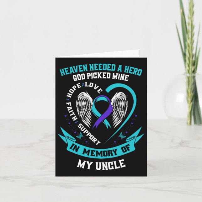 Carte Turquoise Violet Ruban Suicide Sensibilisation Che (Devant)