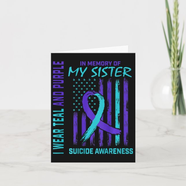 Carte Turquoise Violet Ruban Suicide Sensibilisation Sis (Devant)