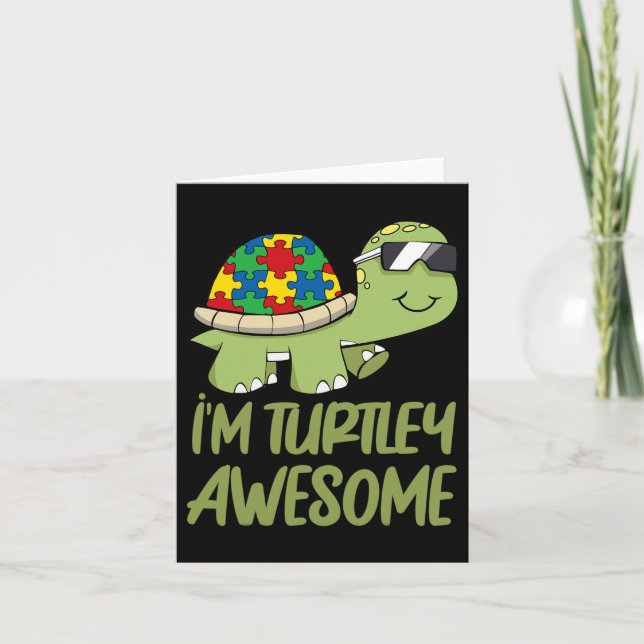 Carte Turtle Awesome Autism Awareness Puzzle Piece (Devant)