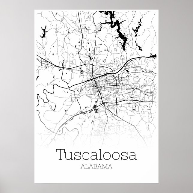 Carte Tuscaloosa - Alabama - Poster de la carte de (Devant)