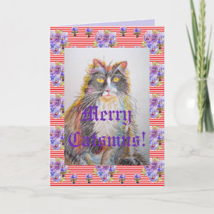 Carte Tuxedo Cat Cute Funny Merry Catsmus Card