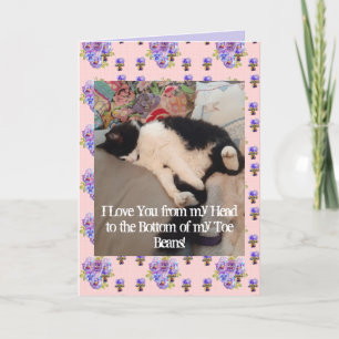 Carte Tuxedo Cat Cute Lote You Birthday Toe Beans Card