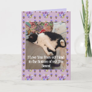 Carte Tuxedo Cat Cute Lote You Birthday Toe Beans Card