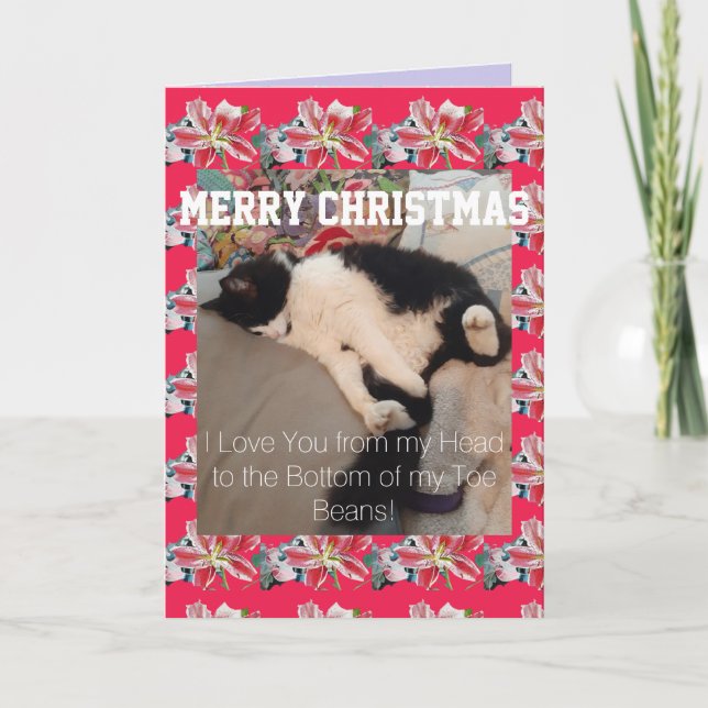 Carte Tuxedo Cat Love You Toe Beans Christmas Card (Devant)
