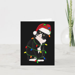 Carte Tuxedo Cat Meow Père Noël Tuxie Feux d'arbre de No