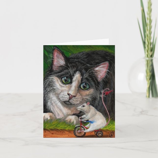 Carte TUXEDO CAT Tricycle Mouse Note Card (Devant)