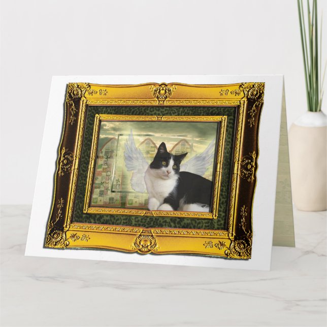 Carte Tuxedo Chat Angel animal de compagnie Sympathie Ca (Devant)