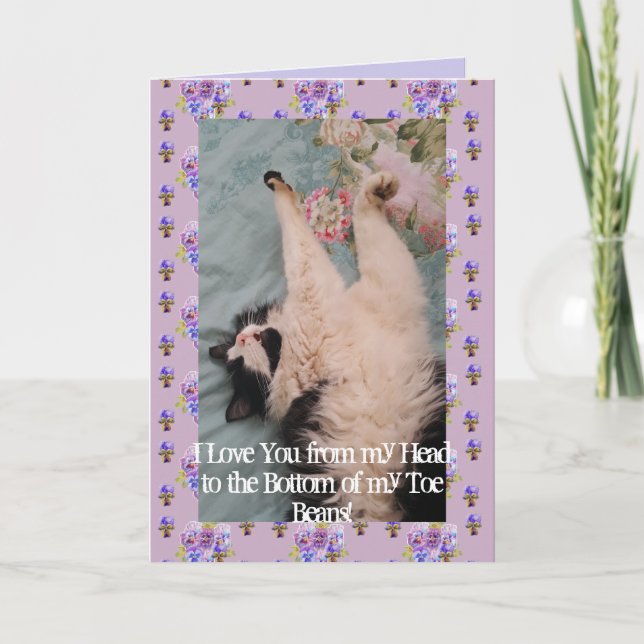 Carte Tuxedo Chat Cute I Love You Toe Beans Card (Devant)