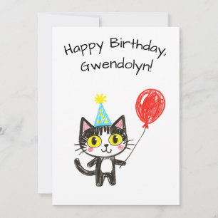 Carte Tuxedo Chat Plat Anniversaire Style Artistique Enf