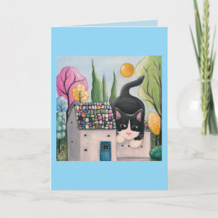 Carte Tuxedo Chat Whimsical Art