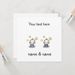 Carte Twin Baby Boys Félicitations, Avec Noms, Jumeaux