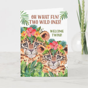 Carte Twin Baby Félicitations Cheetah Jungle Thème