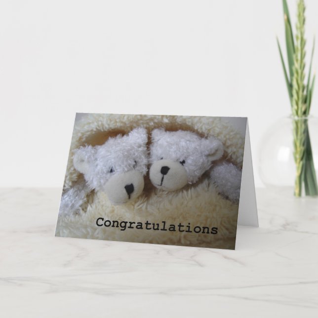 Carte twin bears congratulations (Devant)