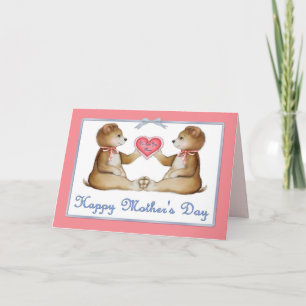 Carte Twin Bears - Girls on Mother's Day Card