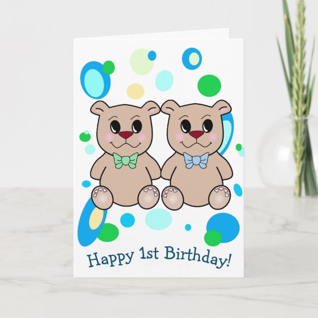 Carte Twin Boys 1st Birthday Card (Devant)