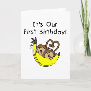 Carte Twin Boys 1st Birthday Monkey Tshirts et cadeaux