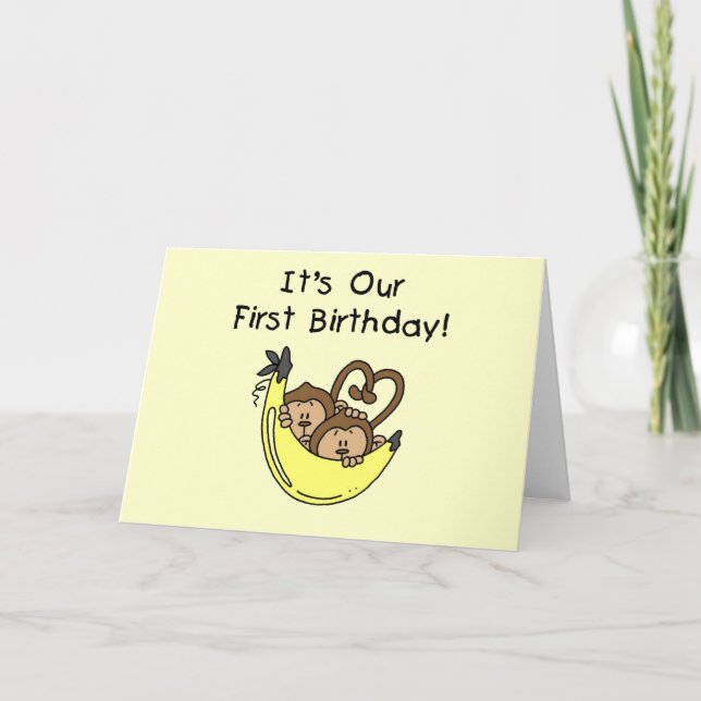 Carte Twin Boys 1st Birthday Monkey Tshirts et cadeaux (Devant)