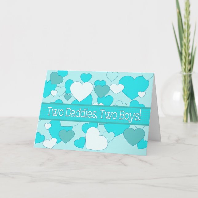 Carte Twin Boys, Gay Parents félicitations (Devant)